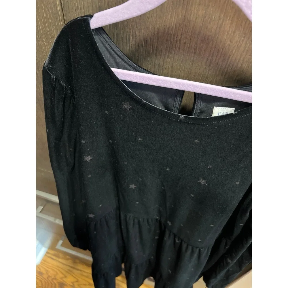 Gap kids black velour shimmer stars dress size‎ XL